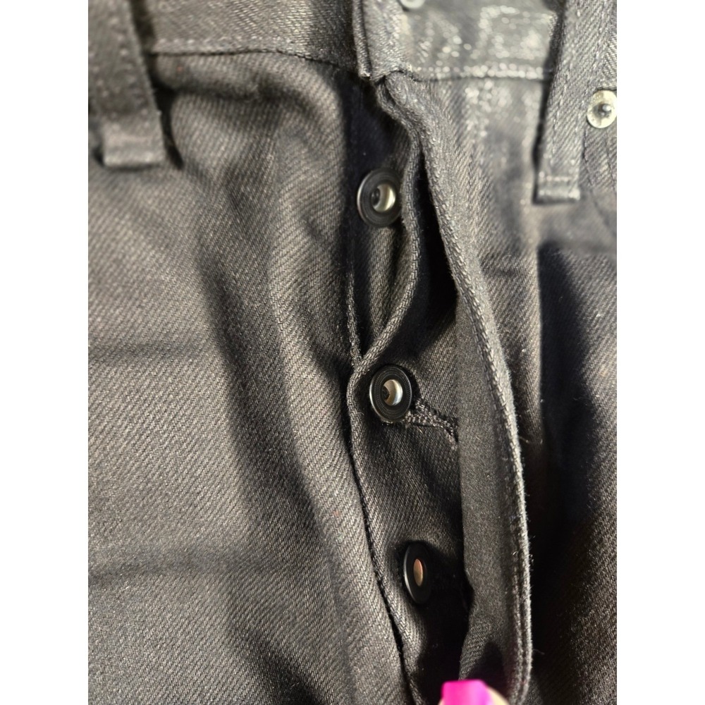 Mens Black Selvedge Denim Button Fly Straight Leg Jeans Size 31 Made in USA